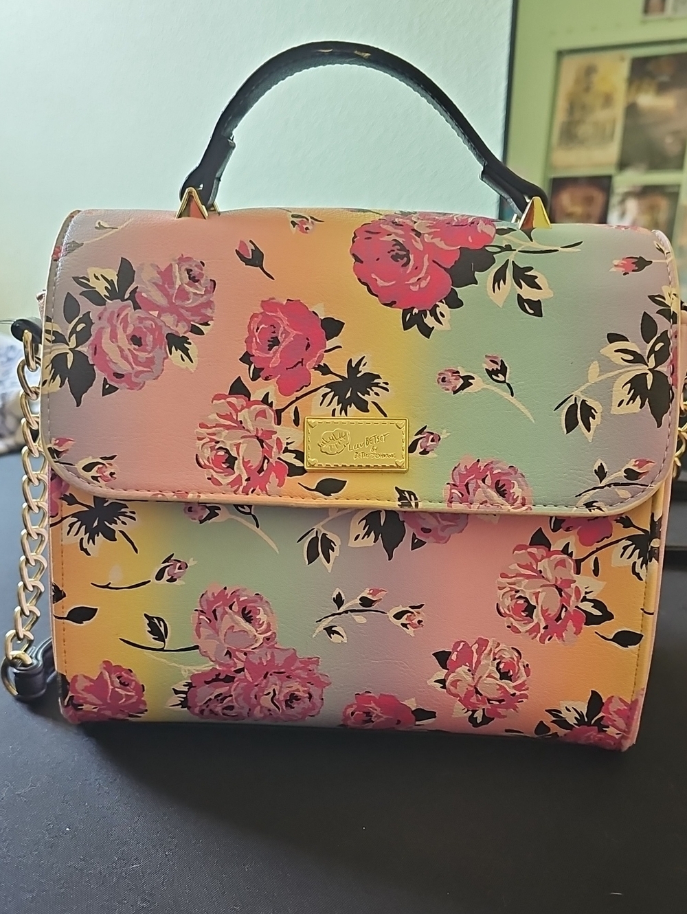 Pastel Floral Top-Handle Satchel - Pink Multicolor